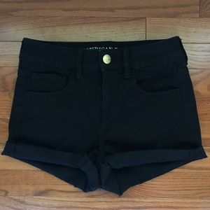 American Eagle super super stretch black shorts